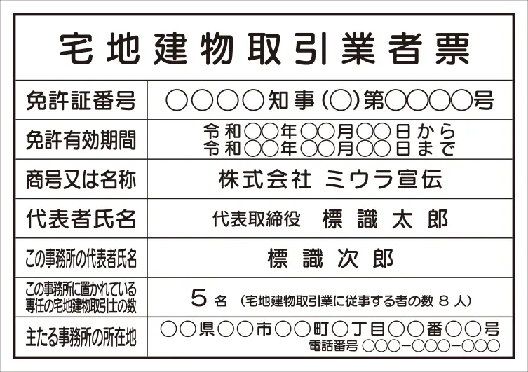 宅地建物取引業者票 フォント 丸ゴシック体